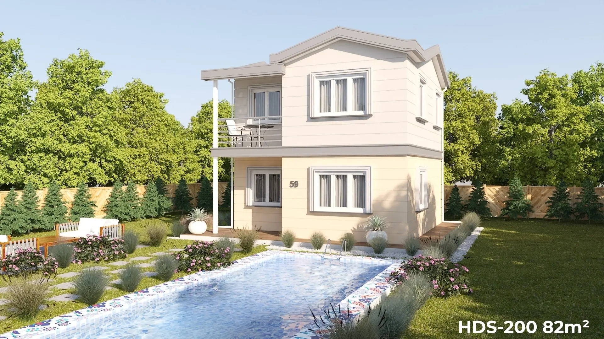 82 m2 lik 2+1 çift katlı yaşam alanı HDS-200 çelik ev
