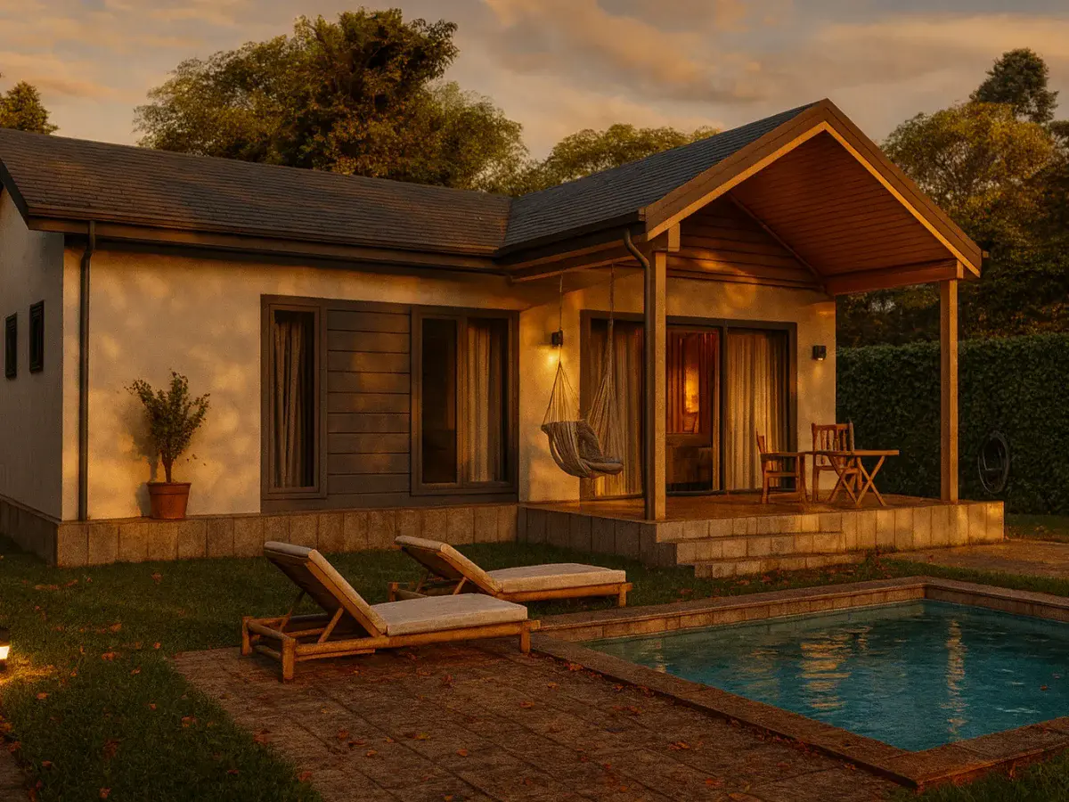 115 m² 2 Banyolu Tek Katlı Çelik Ev Genis Veranda | Hibrit Design