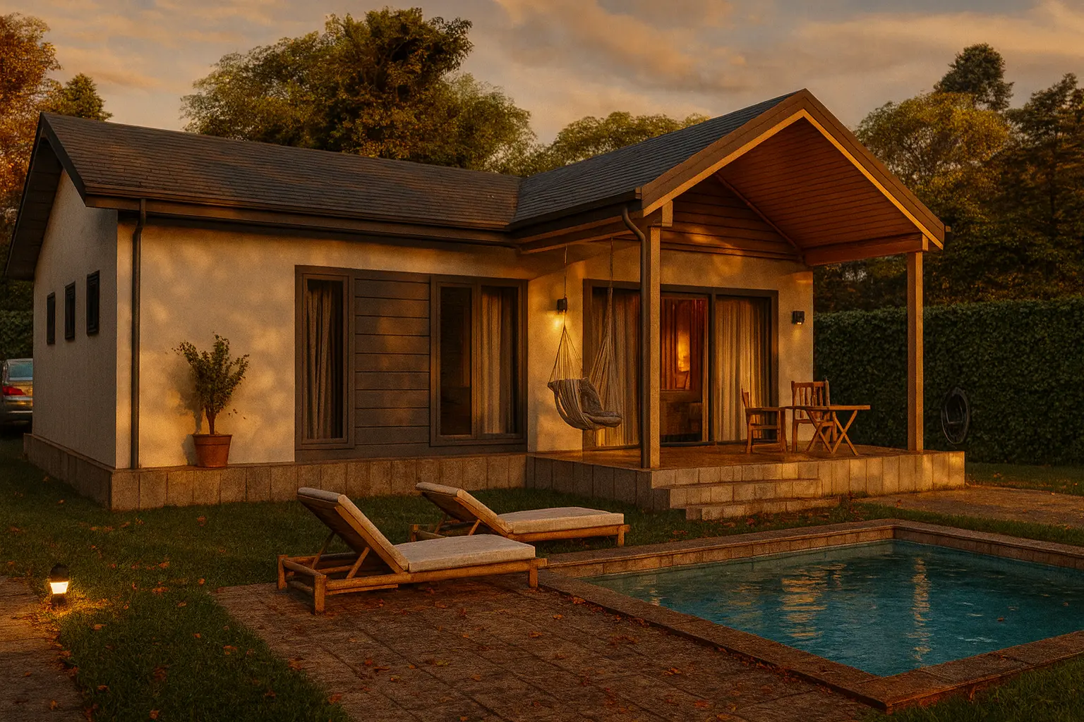 115 m² 2 Banyolu Tek Katlı Çelik Ev Genis Veranda | Hibrit Design