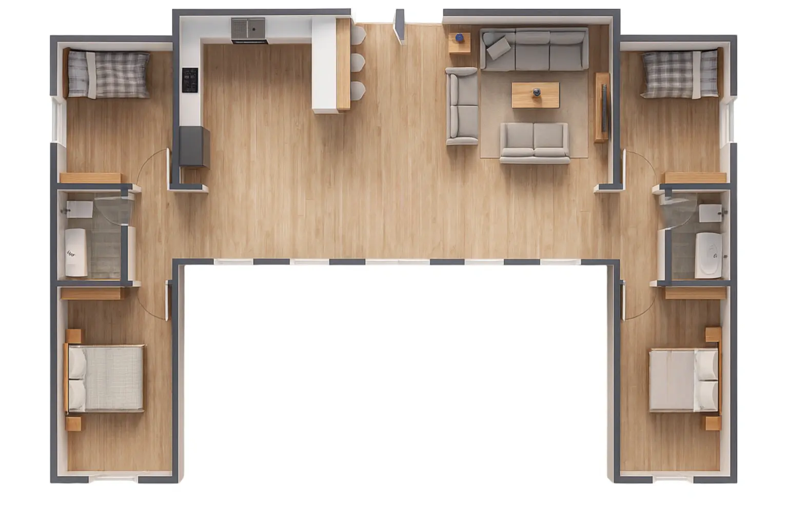 118 m² 4Plus1 Tek Katlı Çelik Ev Kat Planı | Hibrit Design