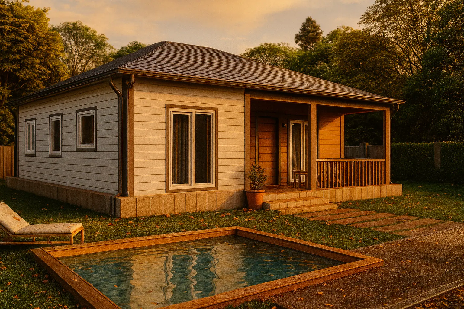 124 m² 3Plus1 Tek Katlı Çelik Ev Yan Gorunum | Hibrit Design