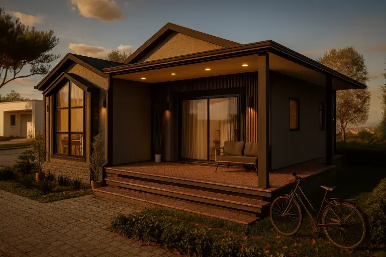 86 m² 2Plus1 Tek Katlı Çelik Ev Genis Pencere Modern | Hibrit Design