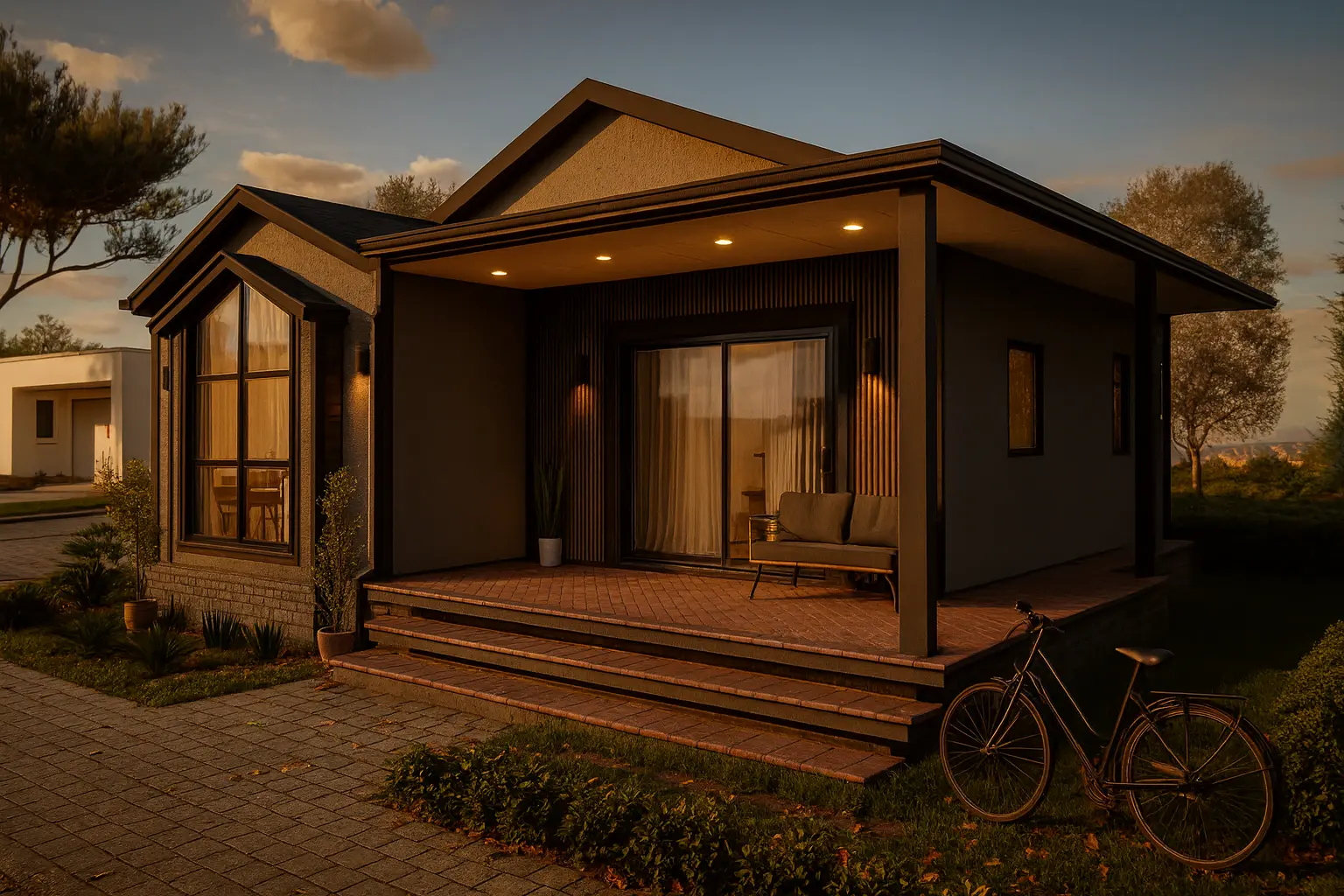 86 m² 2Plus1 Tek Katlı Çelik Ev Genis Pencere Modern | Hibrit Design