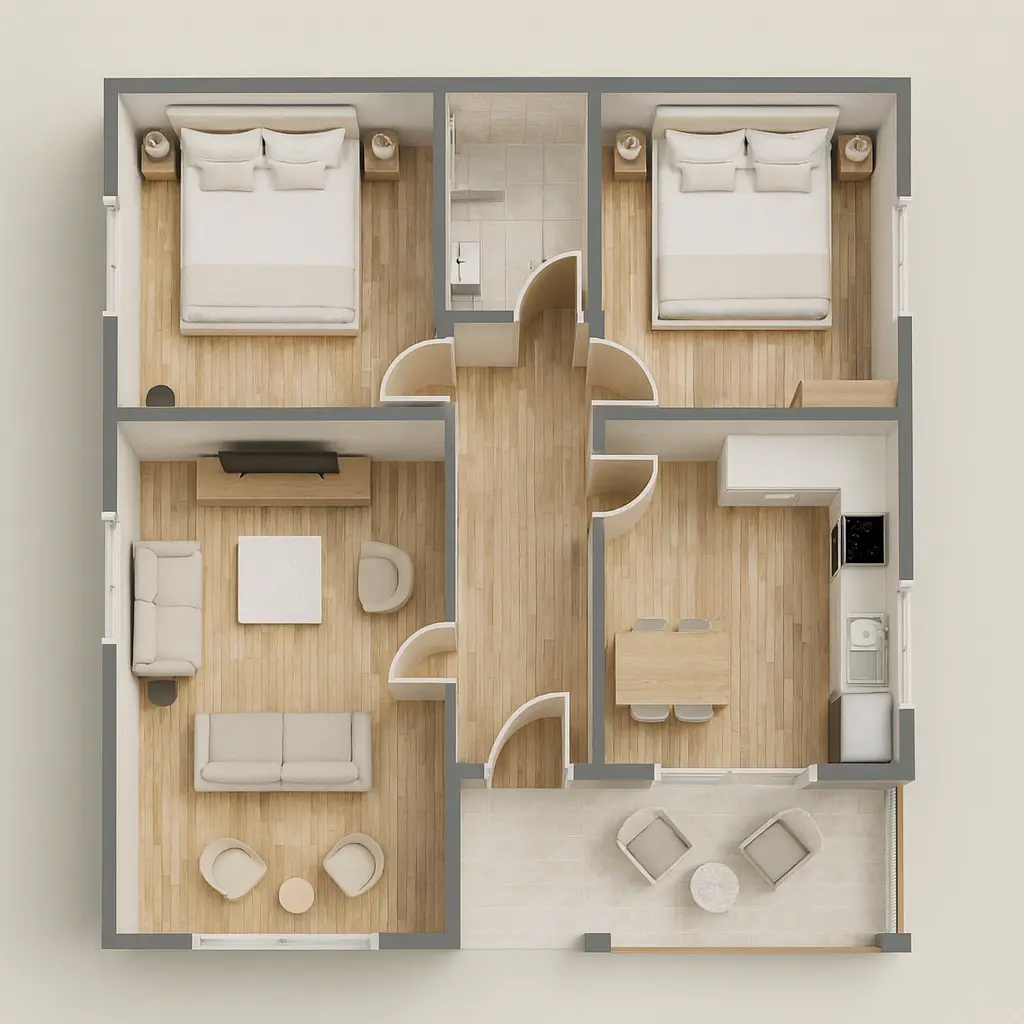 91 m² 2Plus1 Tek Katlı Çelik Ev | Hibrit Design