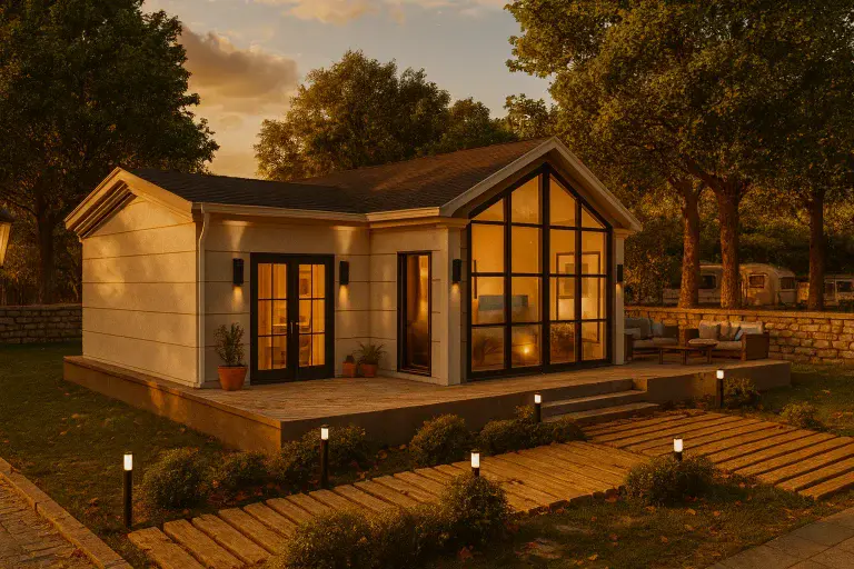 95 m² 3Plus1 Tek Katlı Çelik Ev Yan Cephe | Hibrit Design