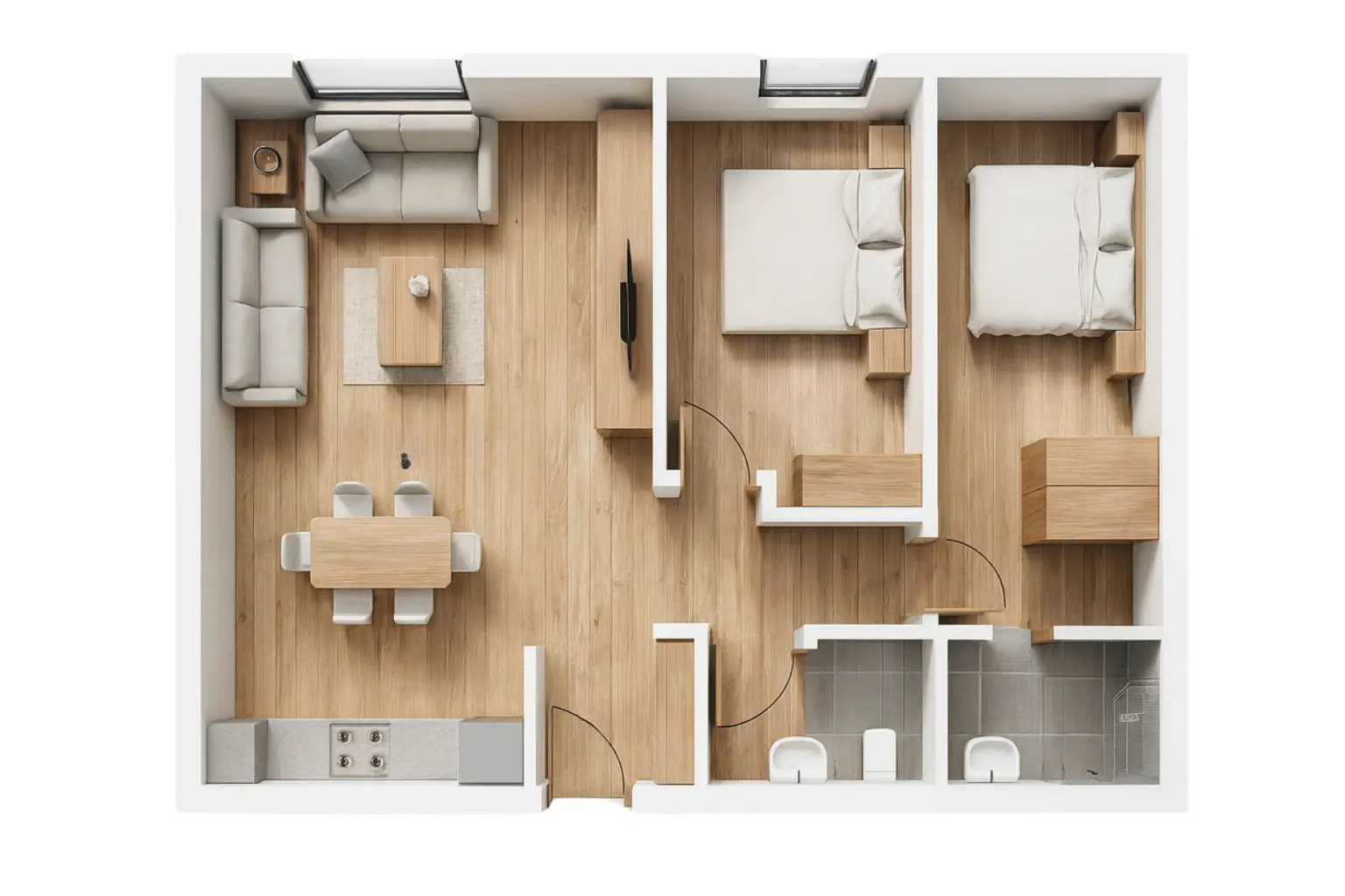 HDS-092 124 m² 2Plus1 Kat Planı | Hibrit Design