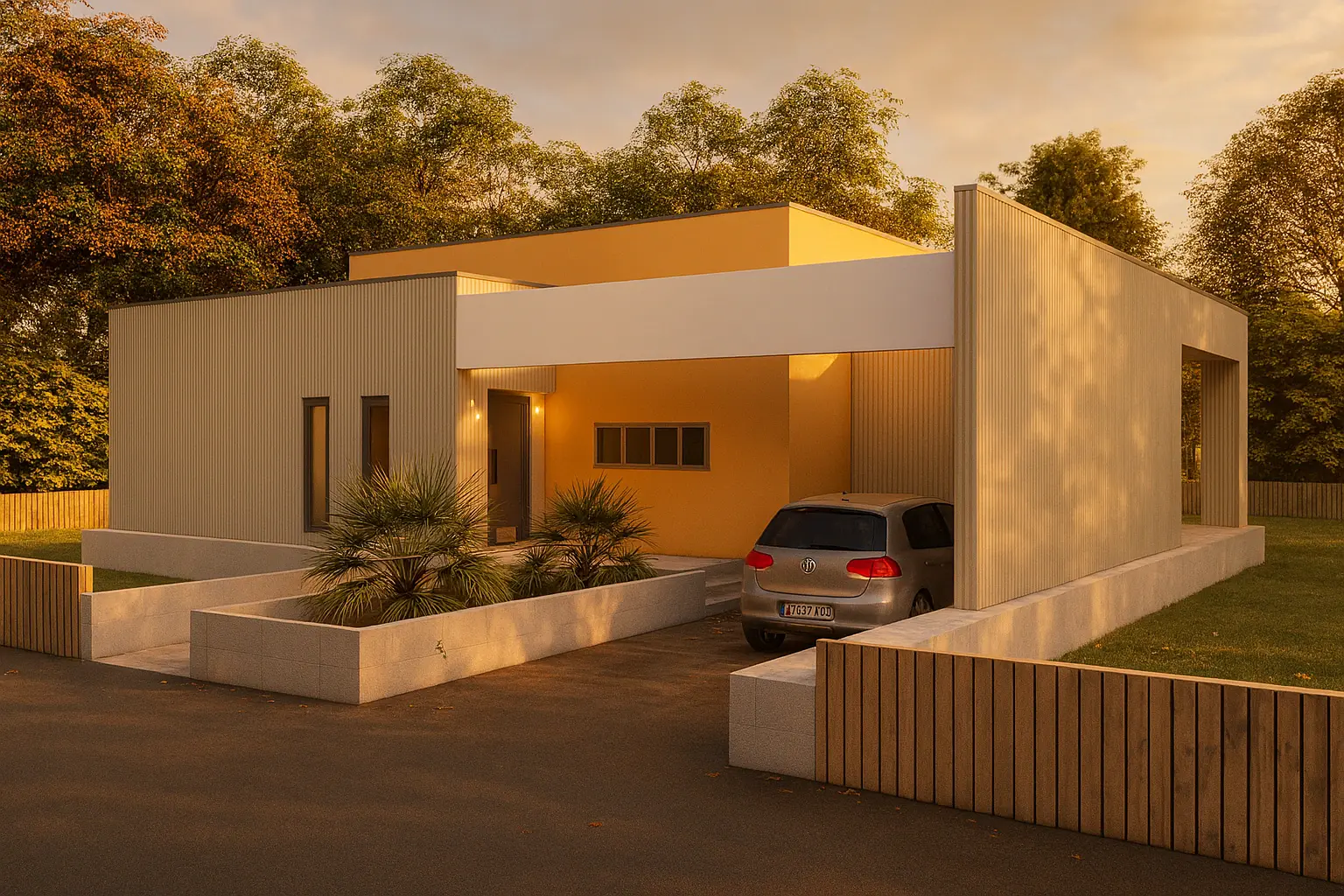 HDS-093 135 m² 2Plus1 Tek Katlı Çelik Ev Tekirdağ Modern Mimari Yan Gorunum | Hibrit Design