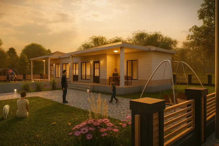 HDS-095 174 m² 4Plus1 Tek Katlı Çelik Ev Modern Tasarim Genis Aile | Hibrit Design