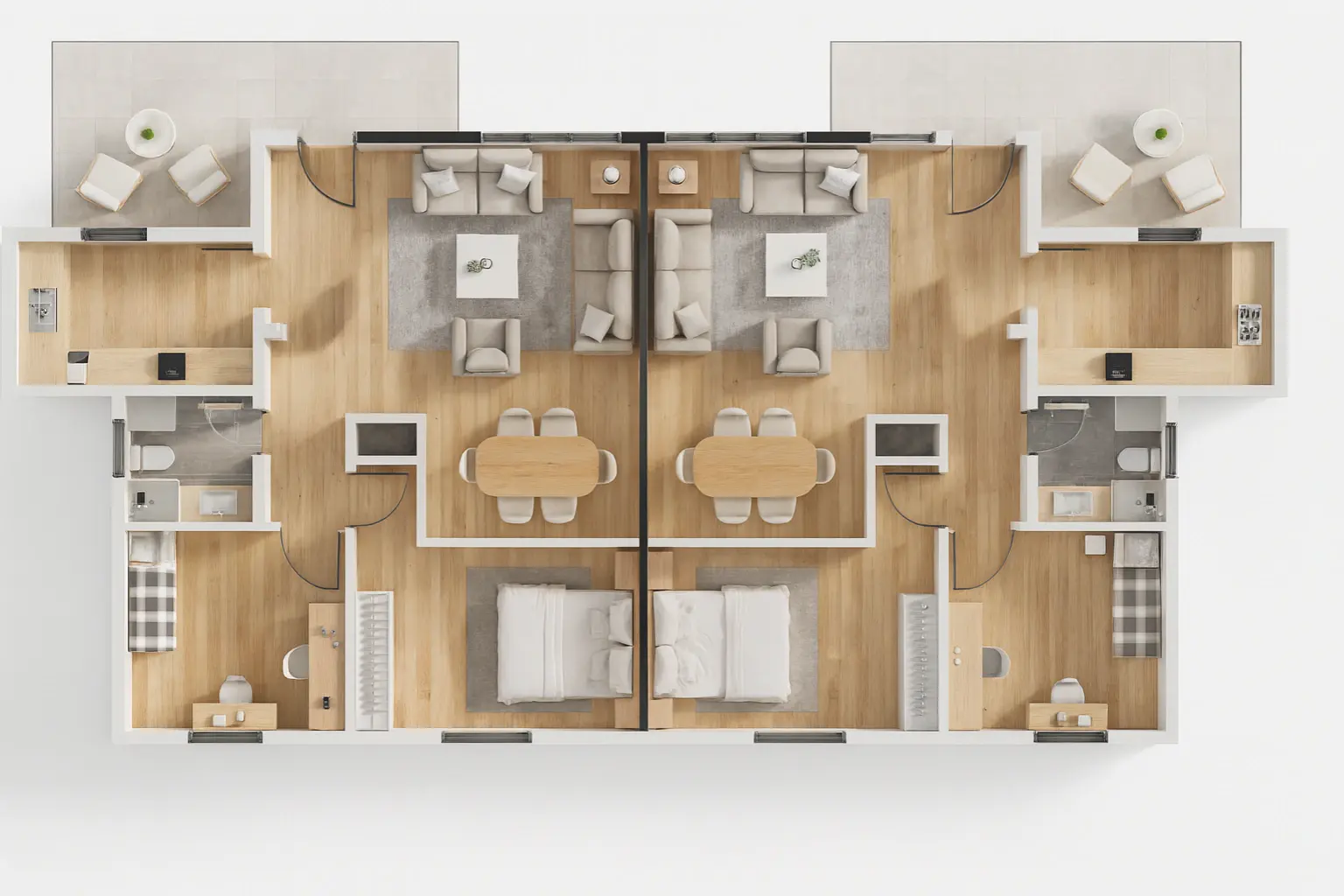 HDS-095 174 m² Tek Katlı Çelik Ev Kat Planı | Hibrit Design