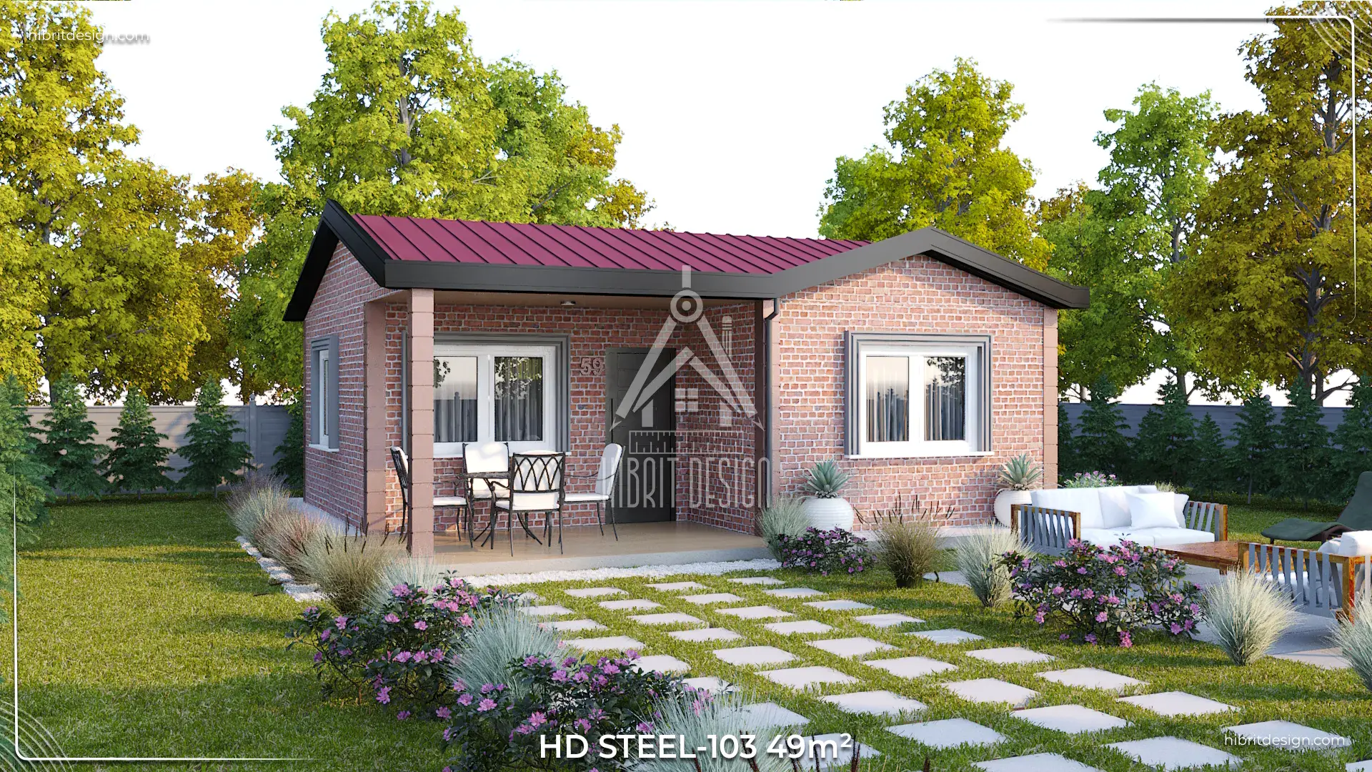 HD Steel 103 49 m² 2+1 yan cephe bahçe manzaralı çelik ev